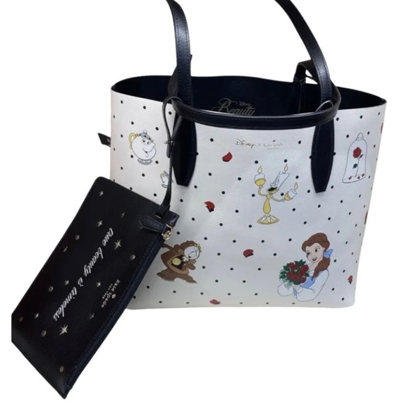 Kate Spade X Disney Beauty and The Beast Small Leather Reversible Tote Handbag - Picture 9 of 14